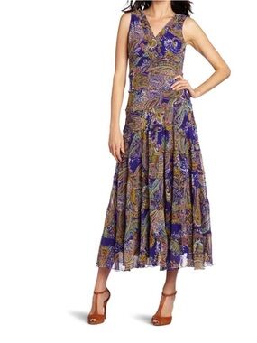 Jones New York Purple V-Neck Maxi Dress